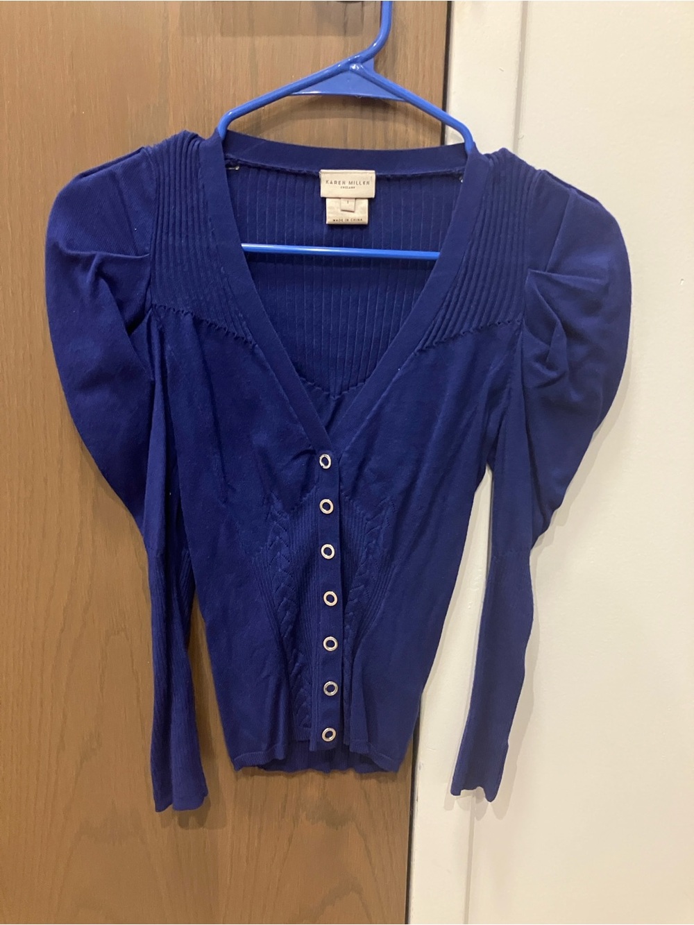 Karen Millen Blue Button Front Cardigan